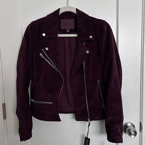 BLANKNYC Faux Suede Moto Jacket Burgundy